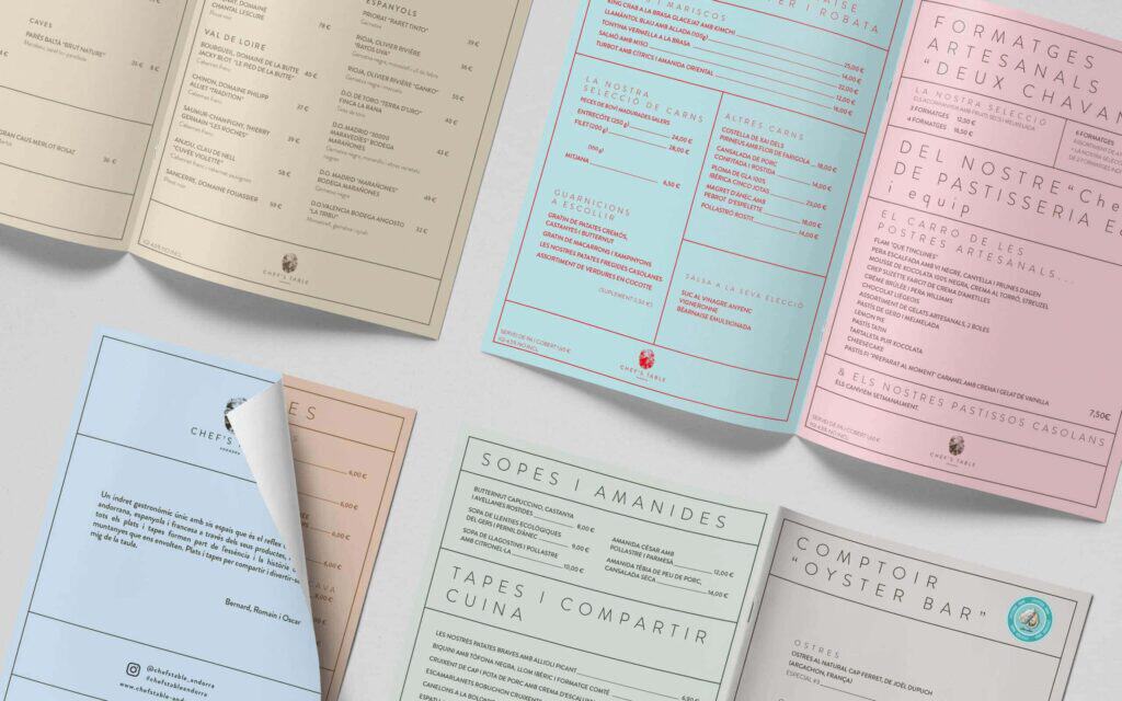 Elementos de identidad de Chef's Table Andorra