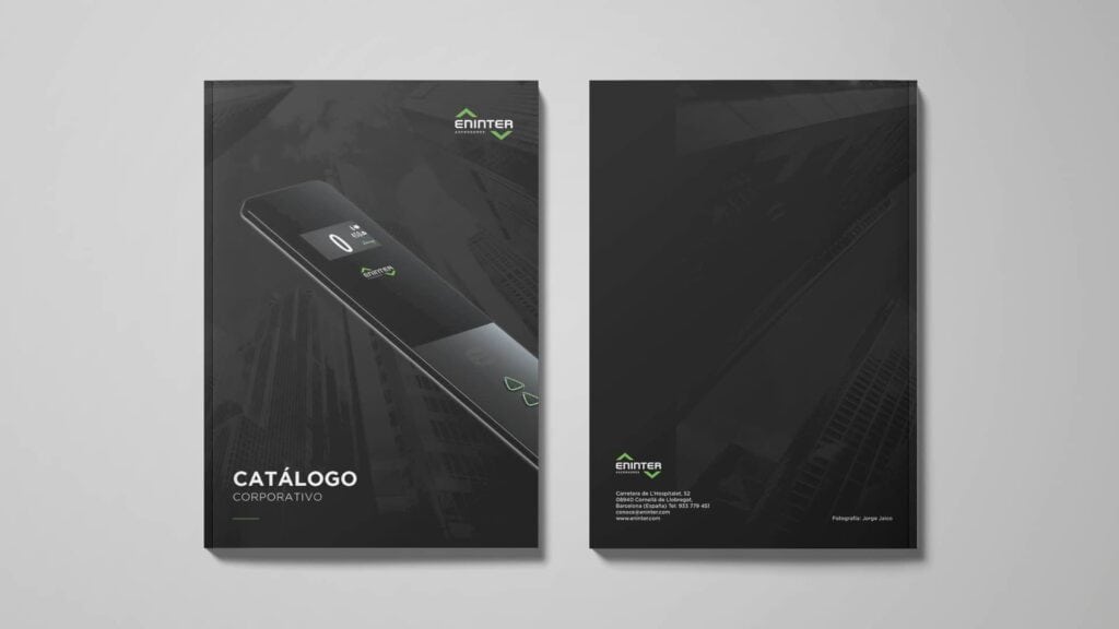 Catálogo comercial de Ascensores Eninter diseñado por Mariona Agency