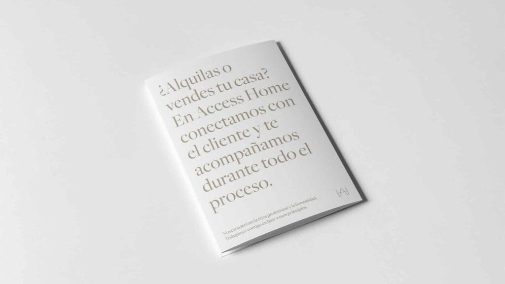 Editorial de propiedades de Access Home, diseño de Mariona Agency