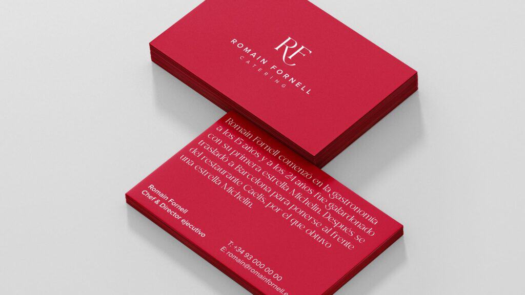 Aplicaciones de marca del catering de Romain Fornell por Mariona Agency