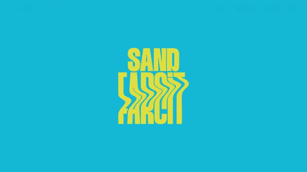 Logotipo de Sand Farcit sobre cian, sistema cromático de Mariona Agency
