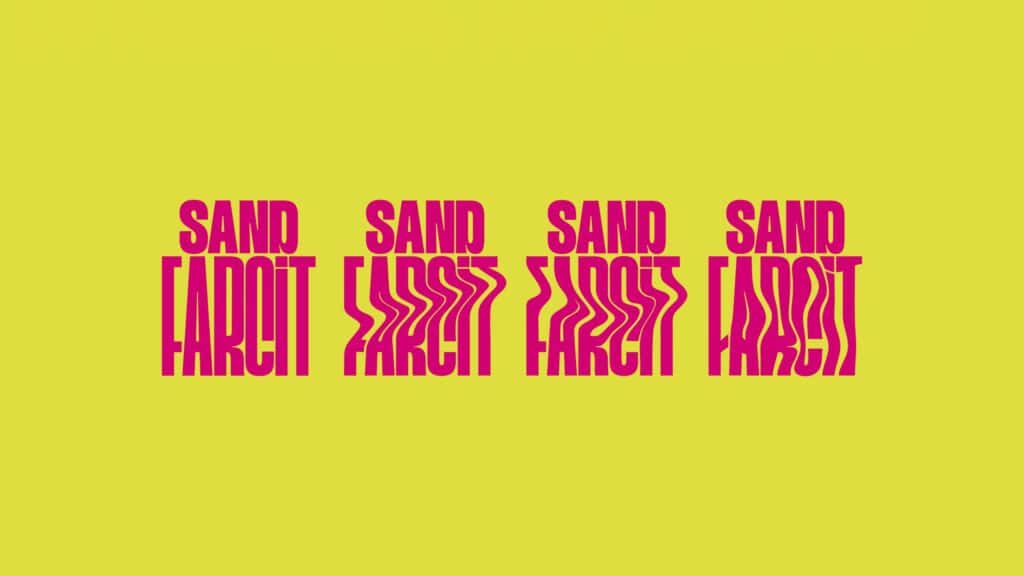 Patrón de marca de Sand Farcit con el logotipo repetido, diseño de Mariona Agency