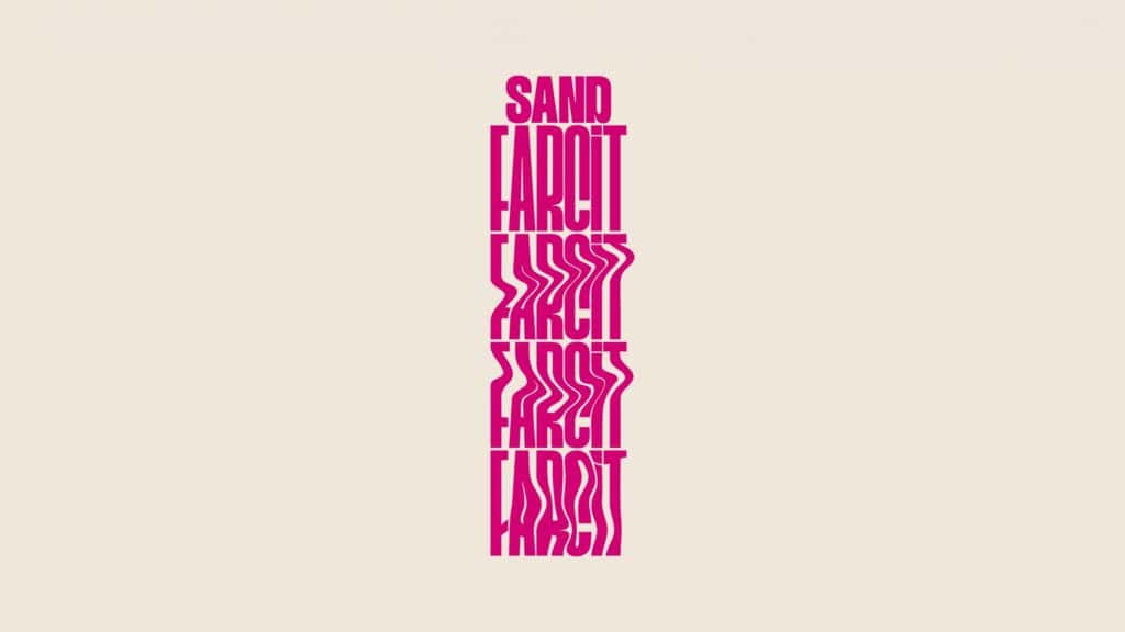 Versión vertical del logotipo de Sand Farcit, sistema de Mariona Agency