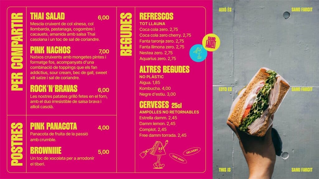 Carta de Sand Farcit diseñada por Mariona Agency