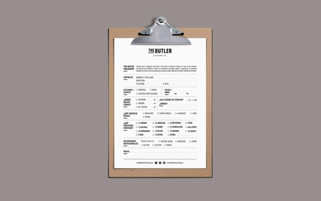 Identidad visual de The Butler catering co., obra de Mariona Agency