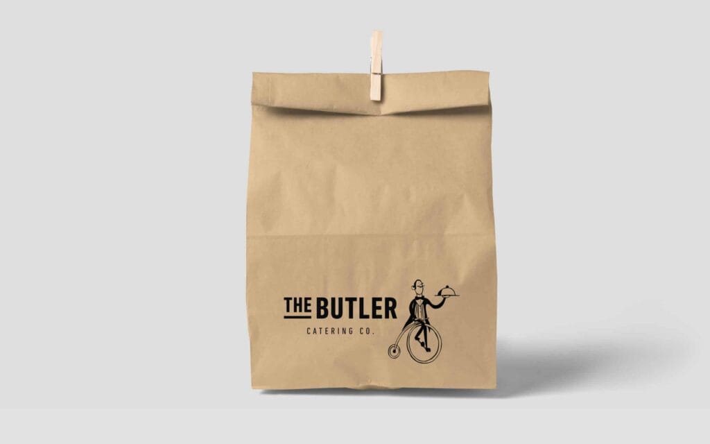 Piezas gráficas del catering The Butler creadas por Mariona Agency