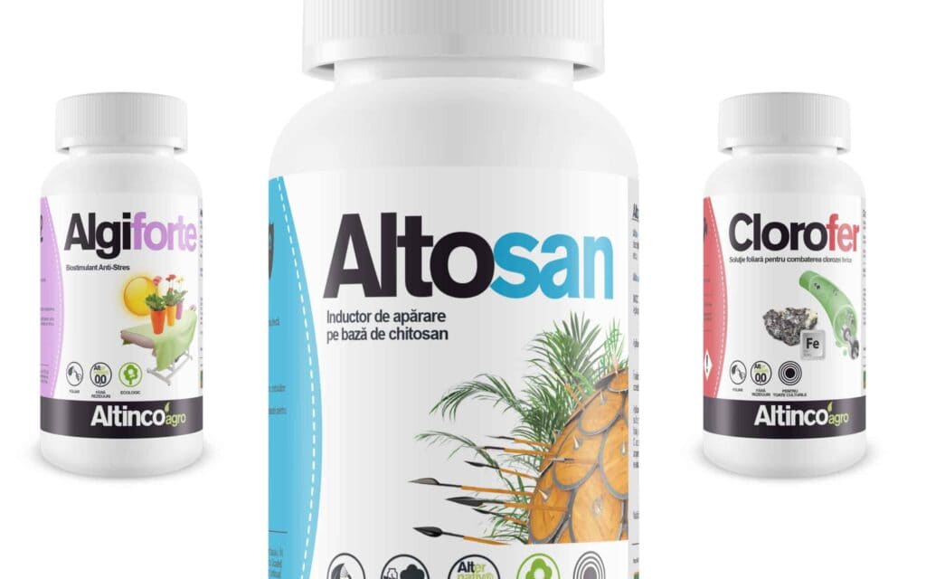 Etiquetas de la línea de bionutrientes de AltincoAgro, diseño Mariona Agency