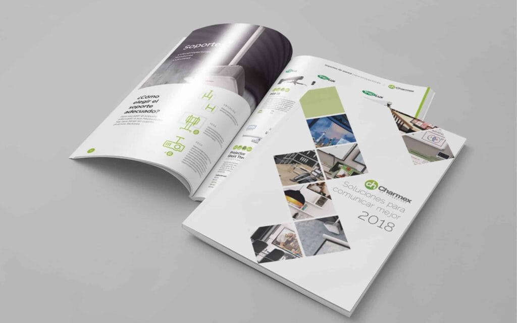 Catálogo corporativo de Charmex diseñado por Mariona Agency