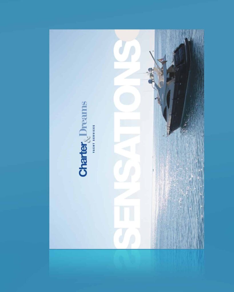 Carpeta «Sensations» de Charter&Dreams con un yate navegando