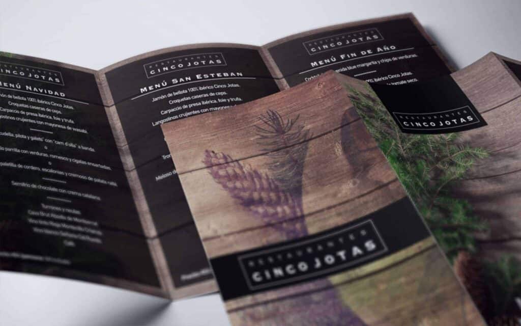 Diseño editorial de Mariona Agency para los restaurantes Cinco Jotas