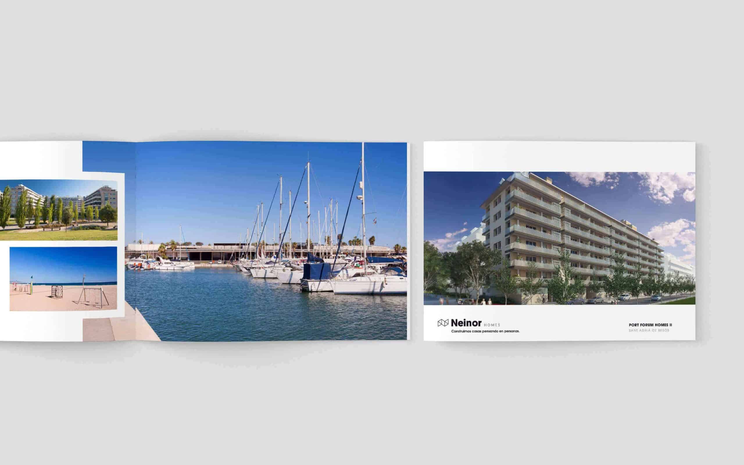 Brochures de promociones de Neinor Homes diseñados por Mariona Agency