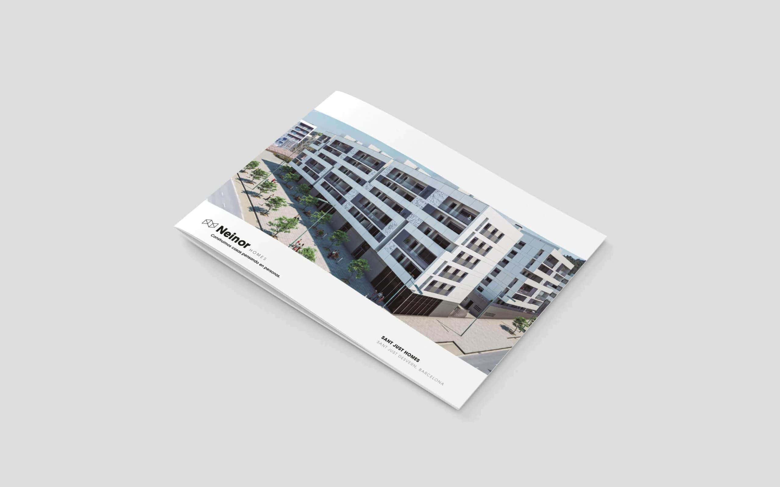 Interior del brochure de Neinor Homes maquetado por Mariona Agency