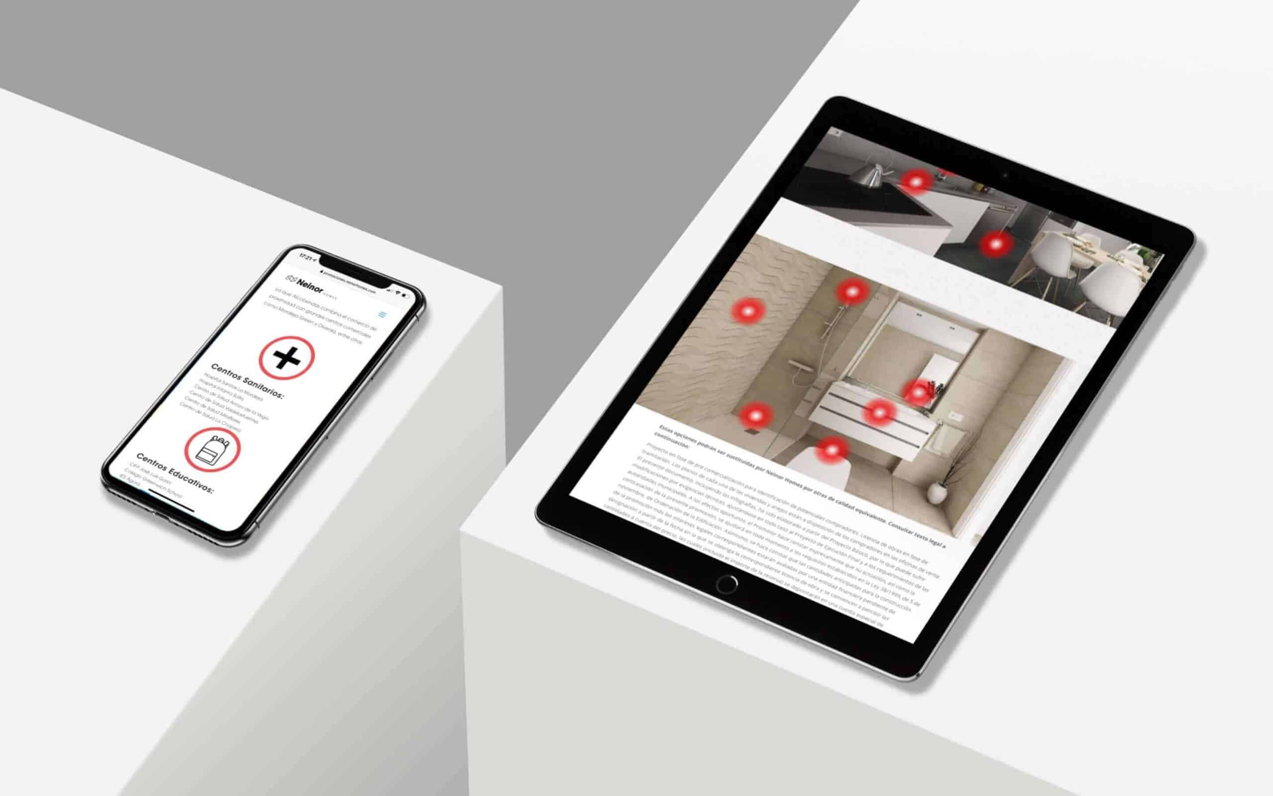 Piezas de comercialización de Neinor Homes diseñadas por Mariona Agency