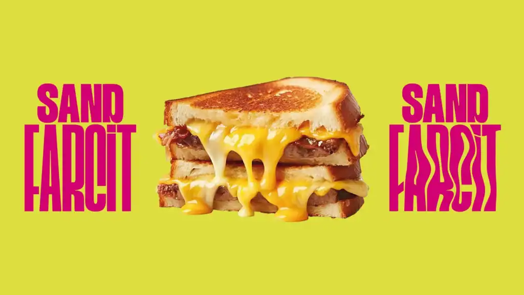 Bocadillo de Sand Farcit junto al logotipo de la marca