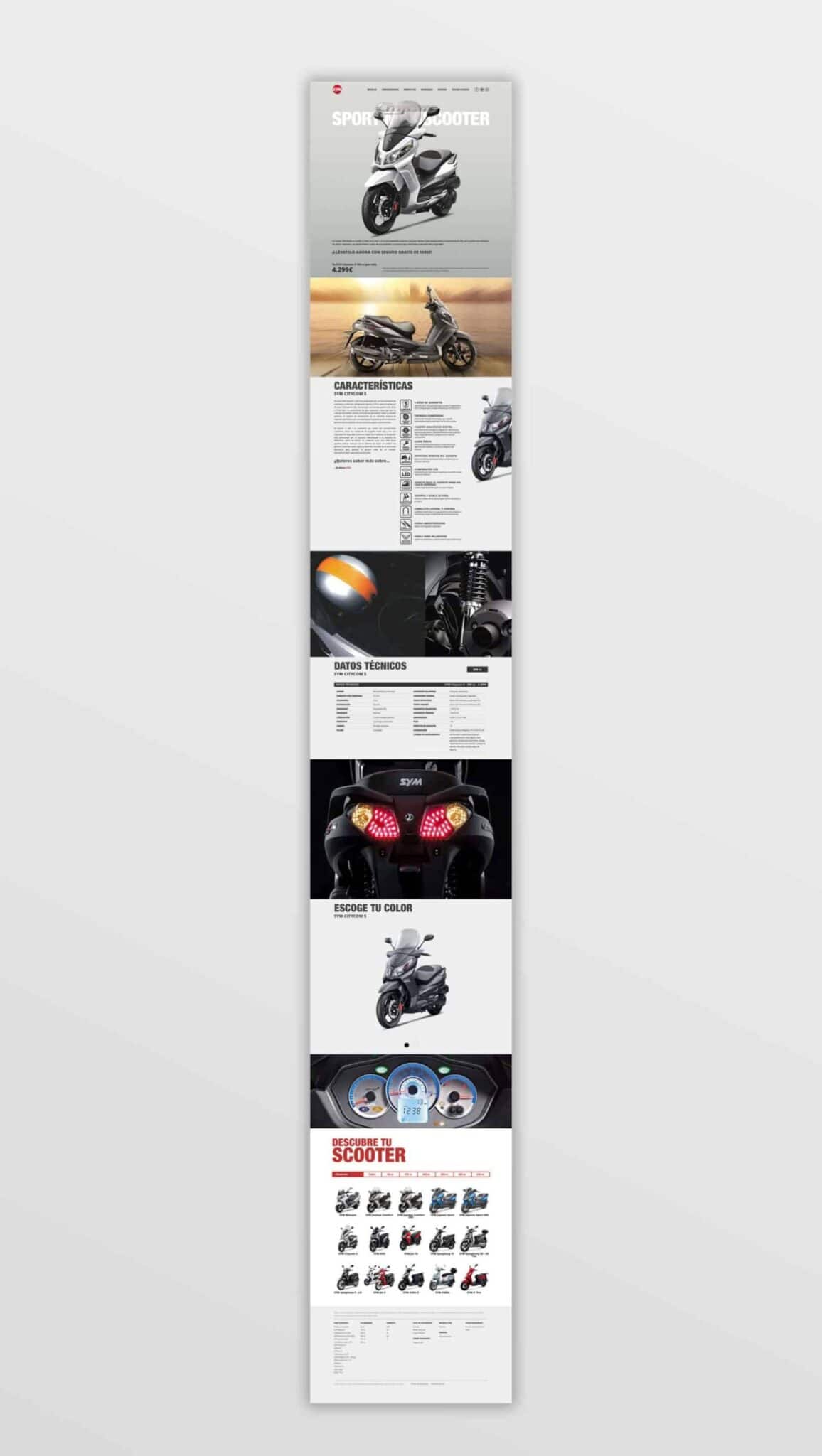 Acabados de la moto SYM retocados por el equipo de Mariona Agency