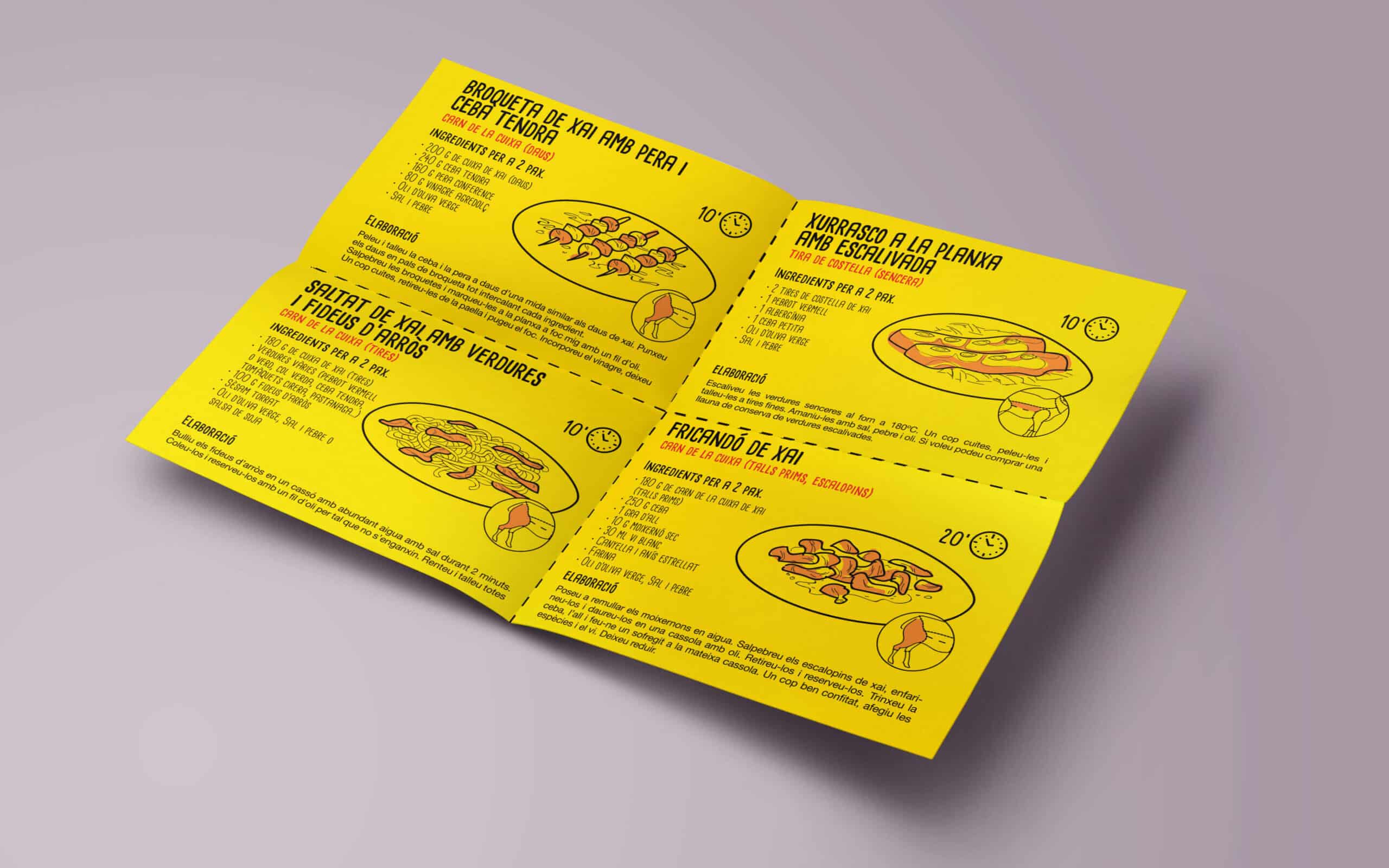 Folleto Descobreix el xai i la seva cuina, diseño de Mariona Agency para la Generalitat de Catalunya