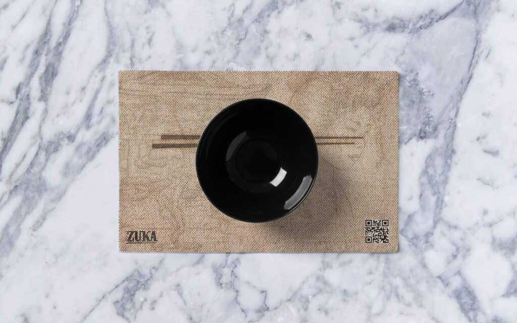 Carta del restaurante Zuka maquetada por Mariona Agency