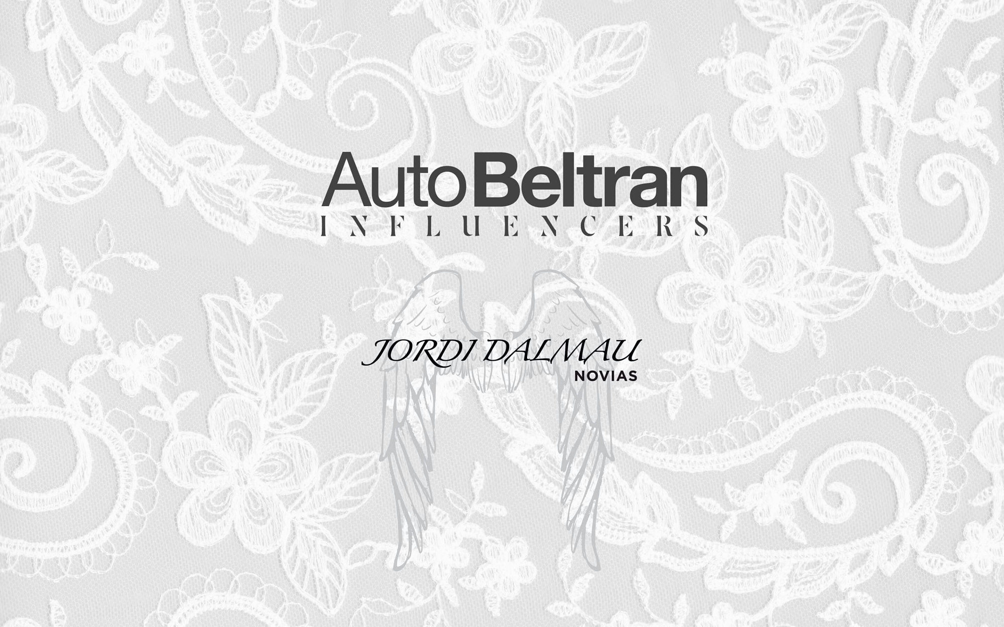 Gráfica de AutoBeltrán Influencers con Jordi Dalmau Novias sobre un fondo de encaje