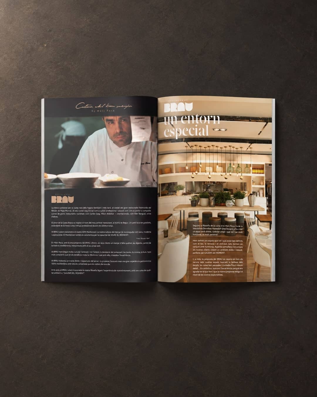 Recreación: dossier de Brau Restaurant abierto por la presentación de la cocina y del espacio
