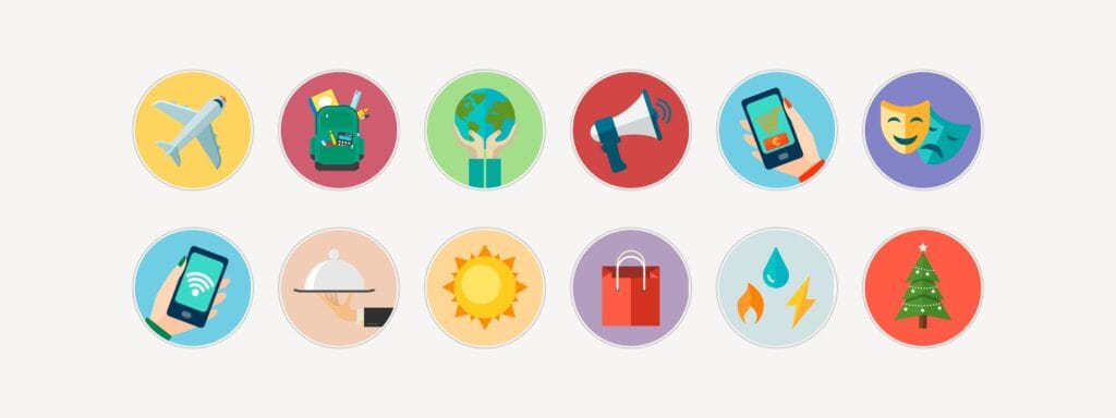Doce portadas de destacados de Instagram de Consum: viajes, escuela, sostenibilidad, avisos, compras, ocio y más
