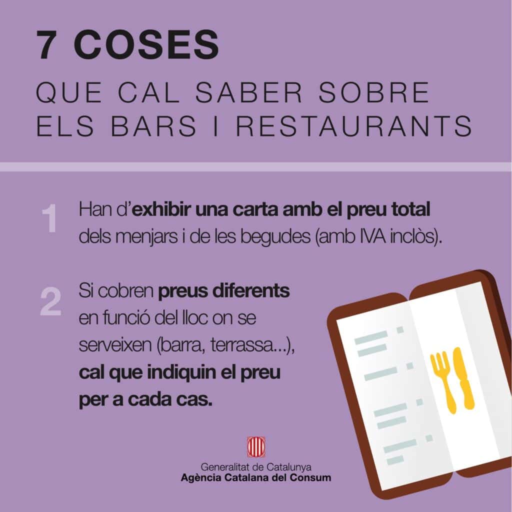 Publicación con siete claves sobre bares y restaurantes para las personas consumidoras, diseño de Mariona Agency