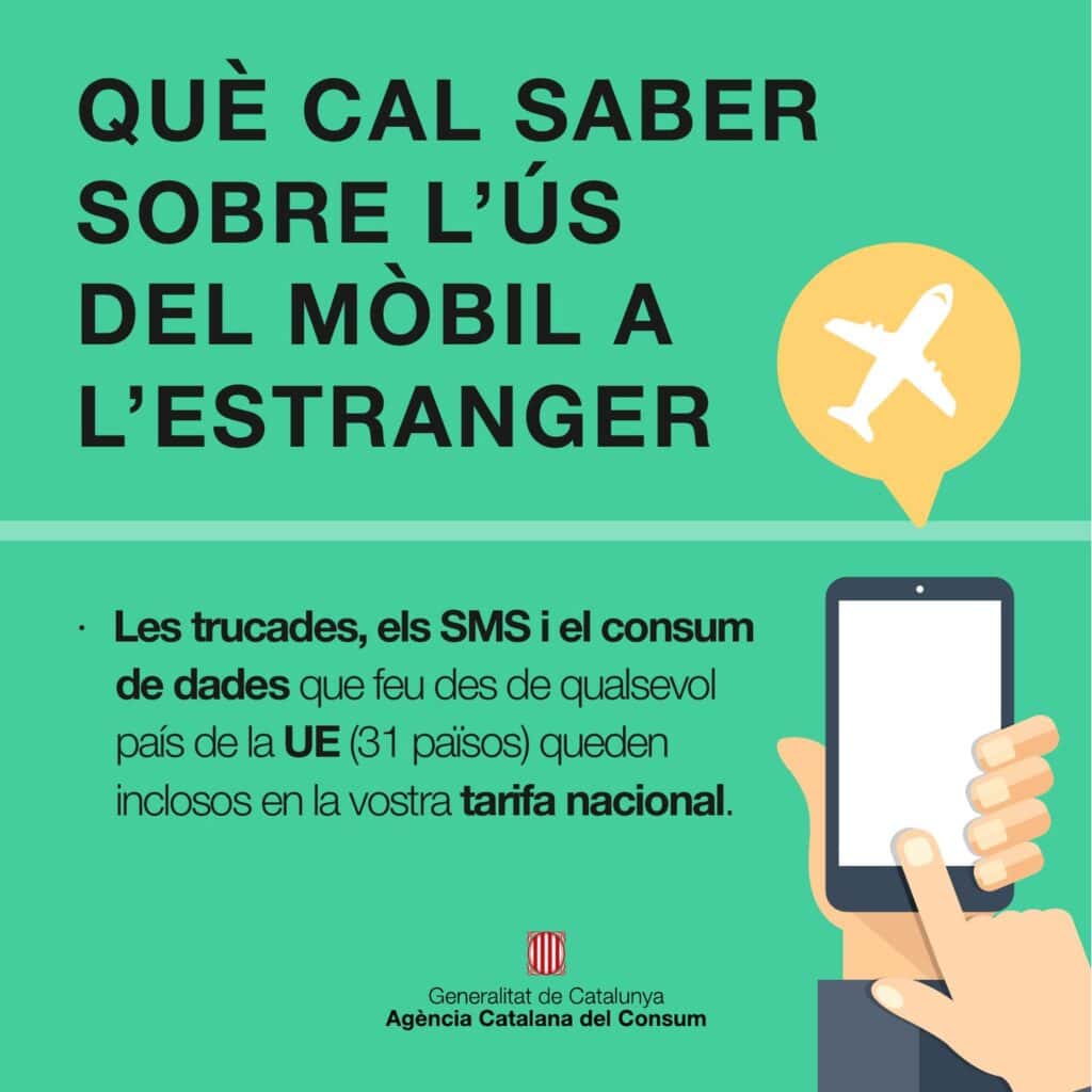 Publicación de la Agència Catalana del Consum sobre el uso del móvil en el extranjero, diseño de Mariona Agency