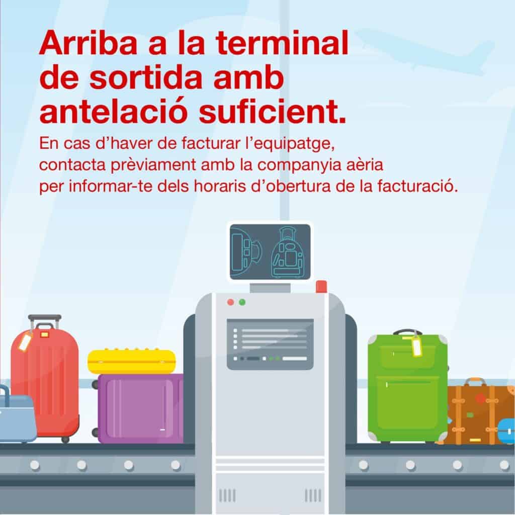 Ilustración de viajeros en la terminal del aeropuerto, publicación de Consum, diseño de Mariona Agency