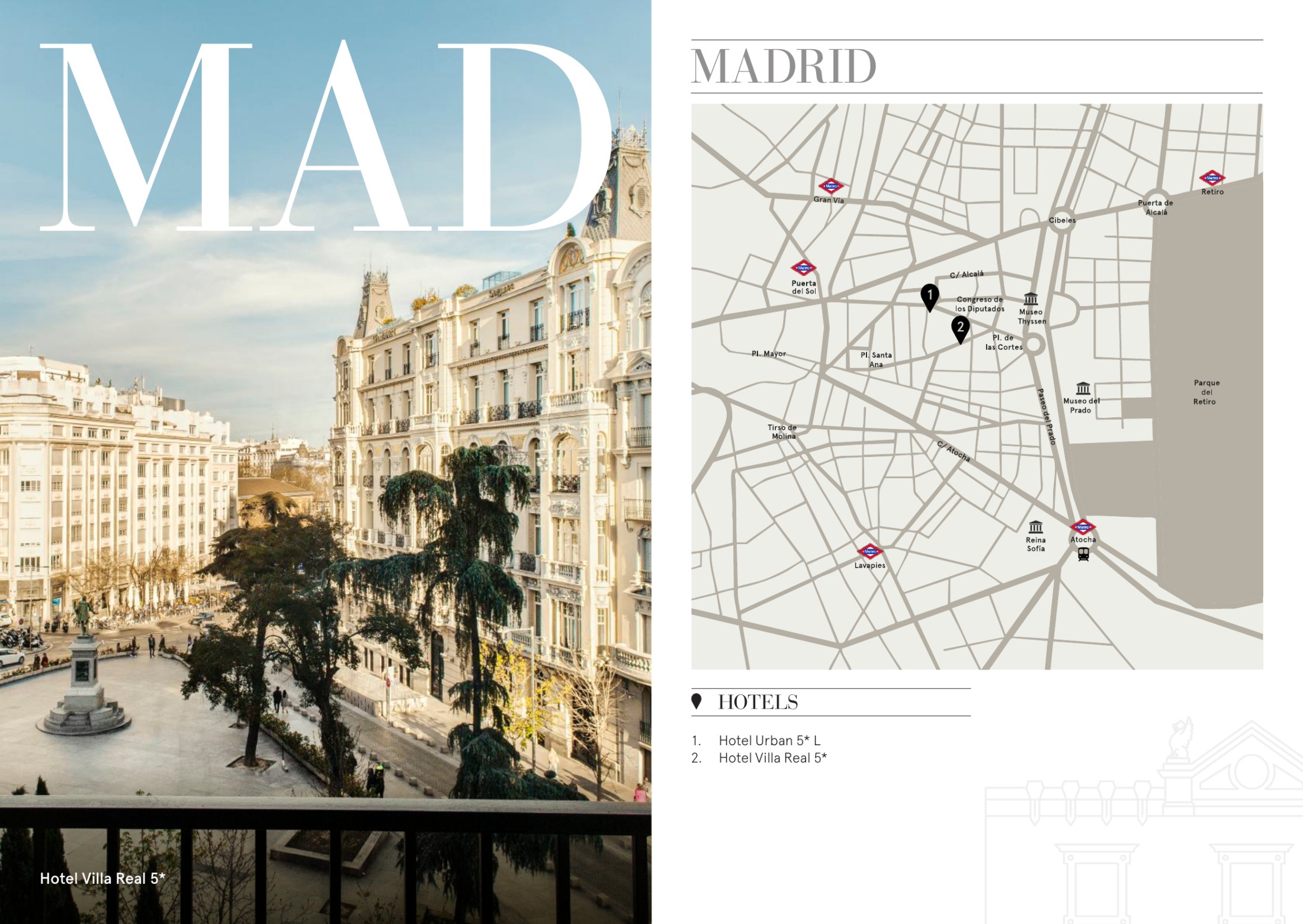 Apertura de Madrid en el addressbook y su mapa con los hoteles