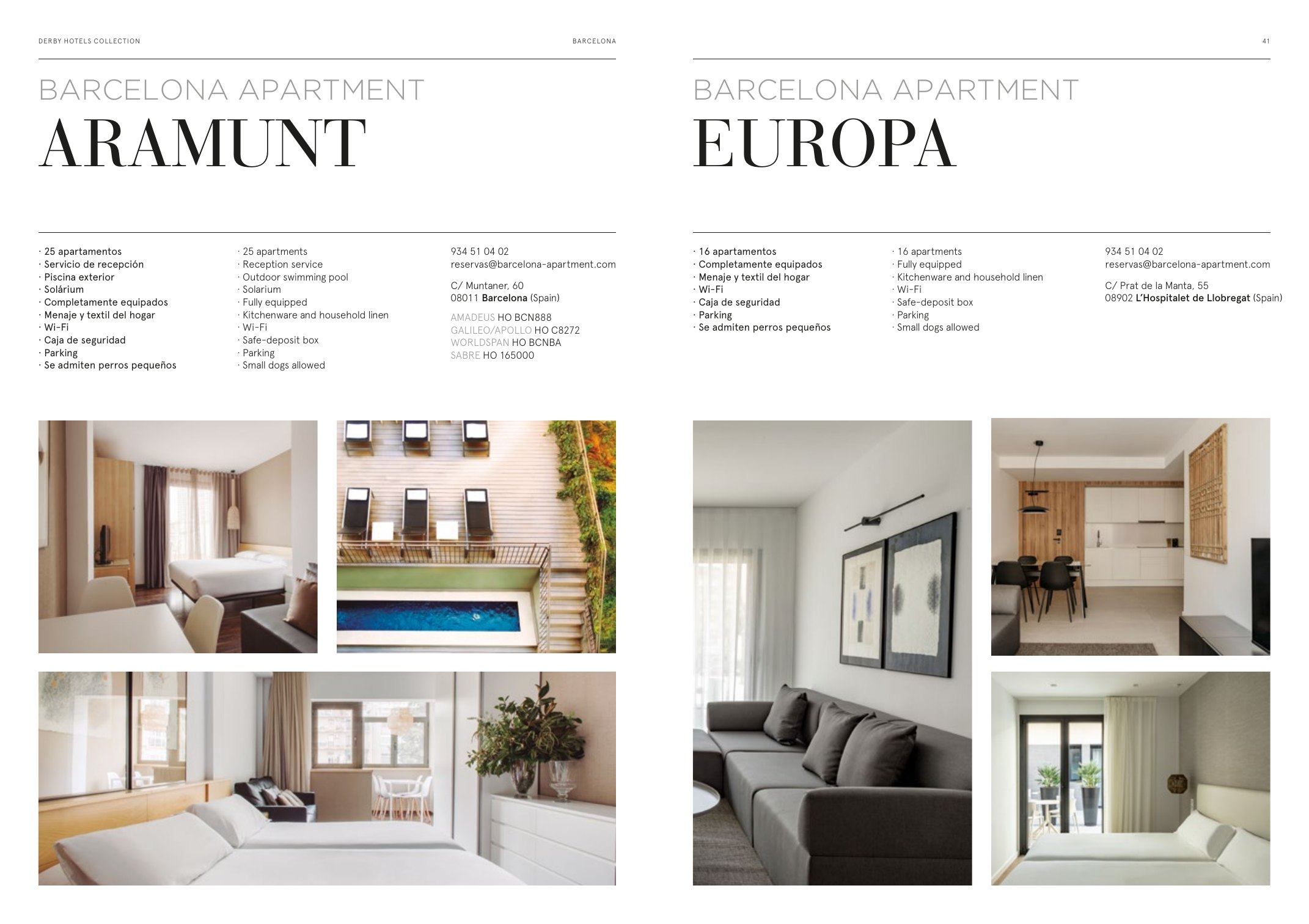 Doble página de los apartamentos Aramunt y Europa en el directorio