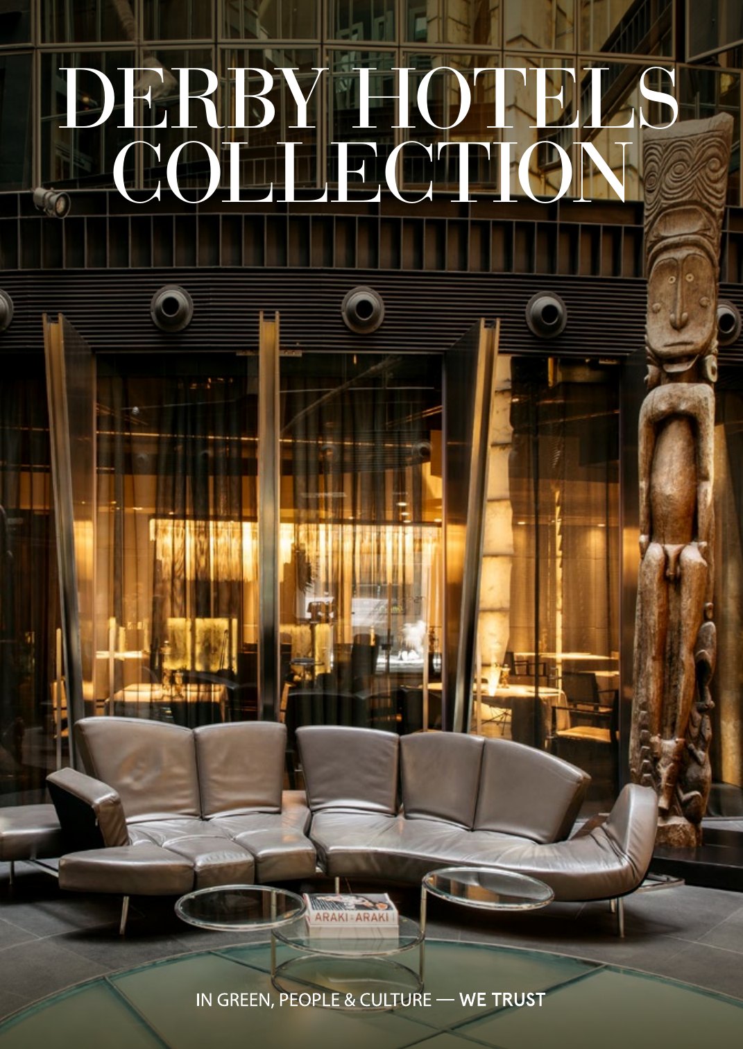 Portada del directorio de Derby Hotels Collection, con el vestíbulo del Urban Hotel de Madrid