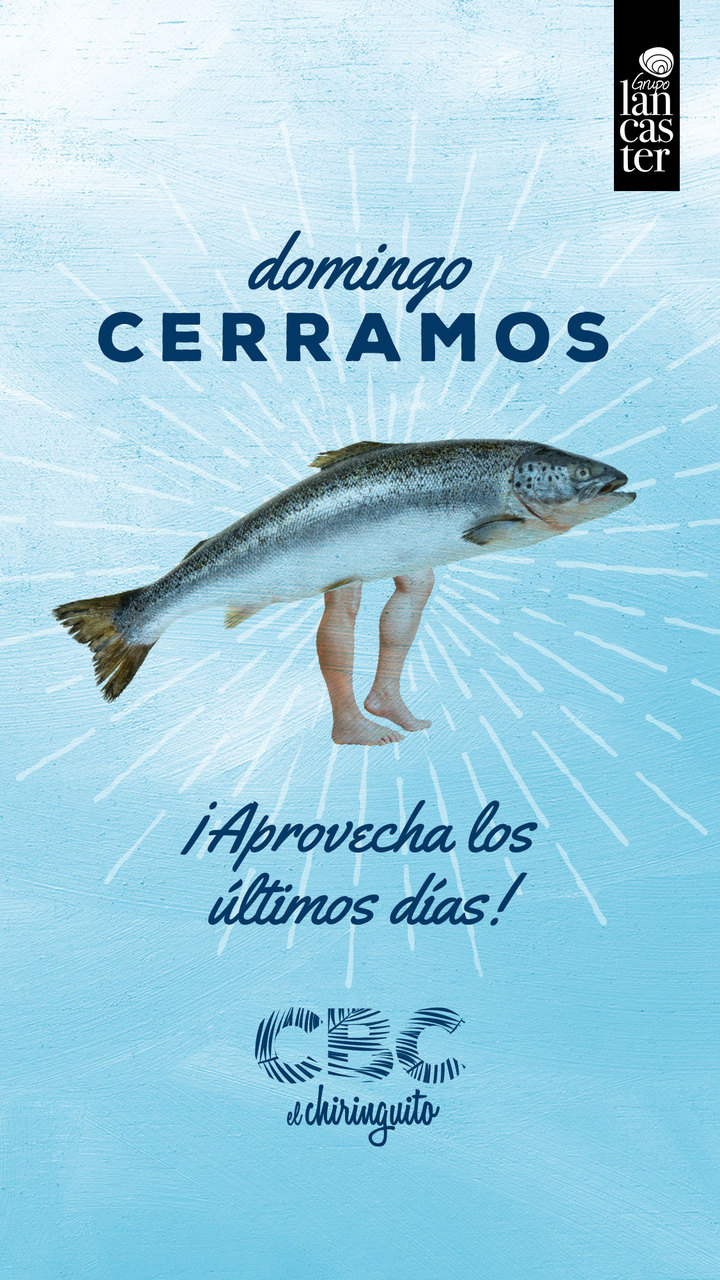 Story de CBC Chiringuito: domingo cerramos, con un pez con piernas