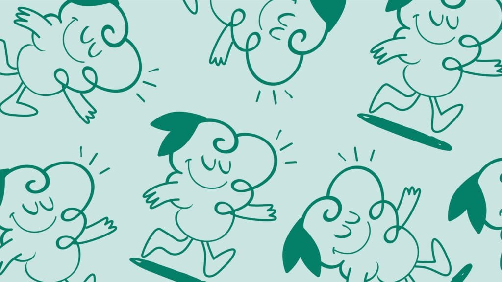 Patrón del personaje ilustrado de Glop en verde