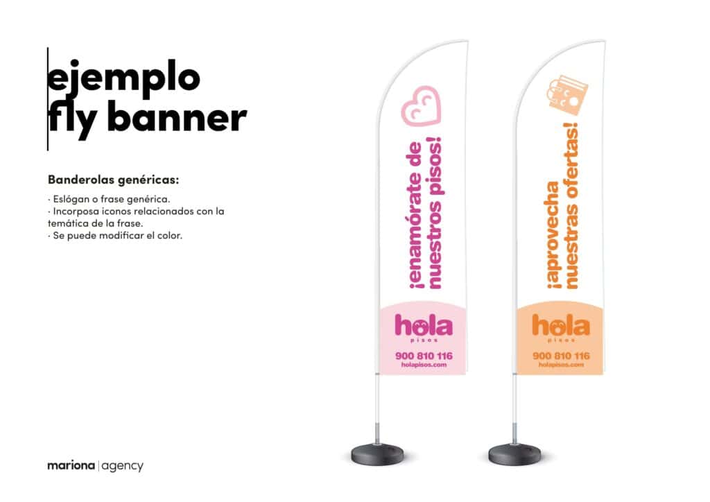 Banderolas de Hola Pisos para puntos de venta