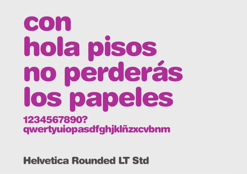 Tipografía Helvetica Rounded de Hola Pisos con el lema con hola pisos no perderás los papeles