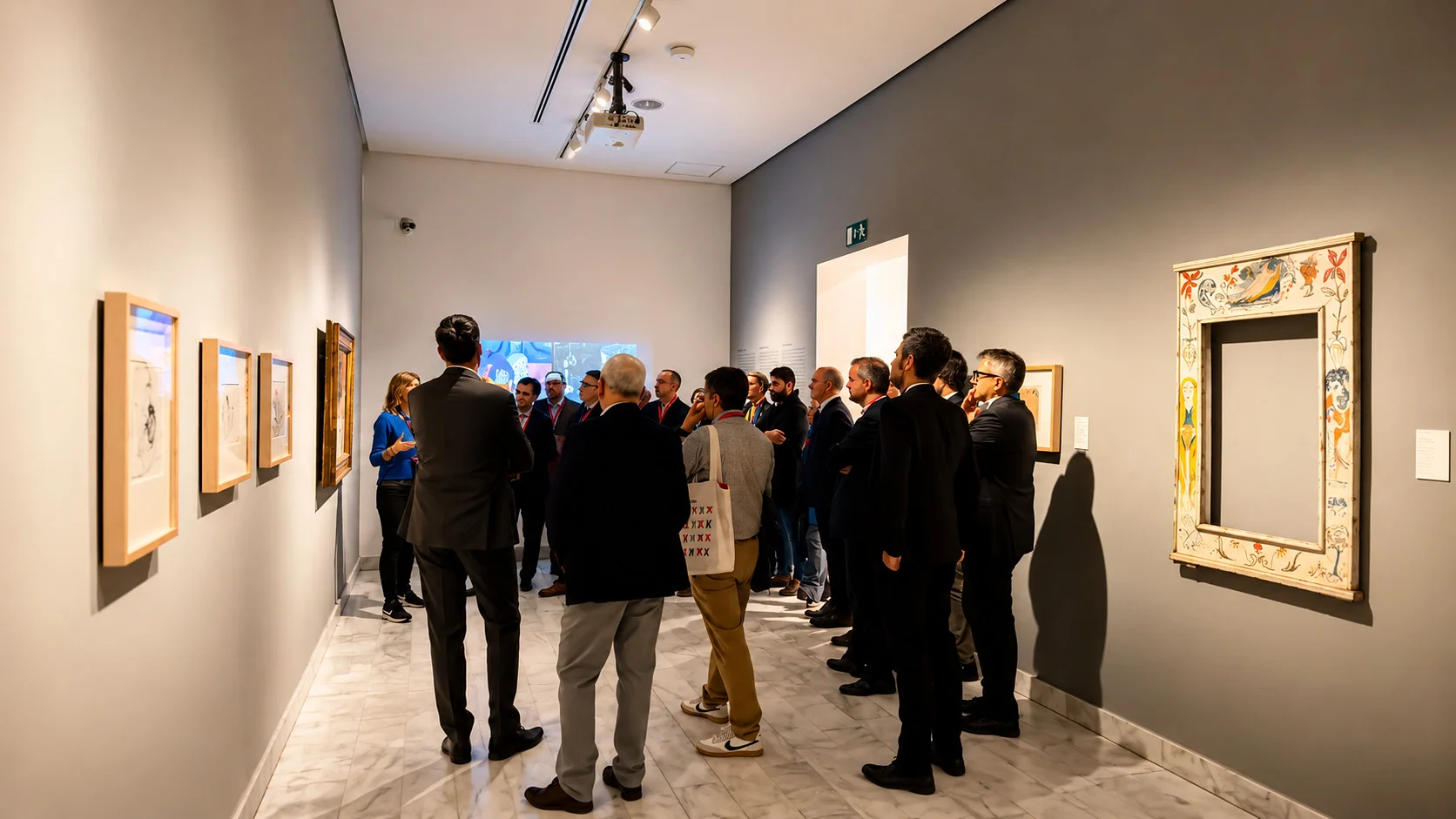 Recorrido privado de los invitados por una sala del Museu Picasso