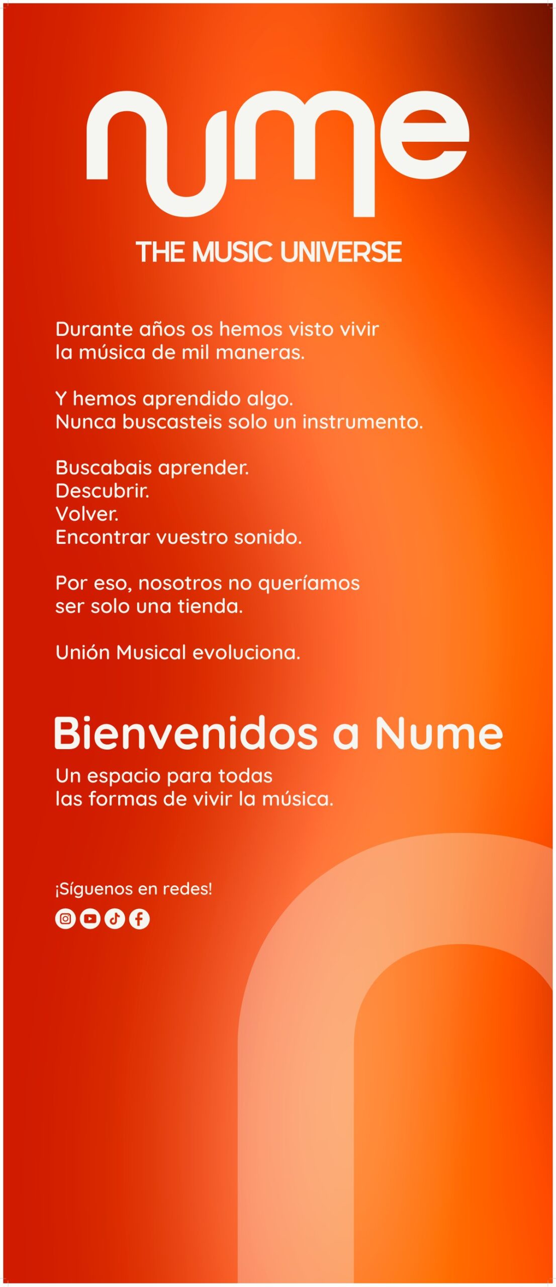 Roll-up de la campaña de lanzamiento de nUme con el manifiesto Unión Musical evoluciona. Bienvenidos a Nume