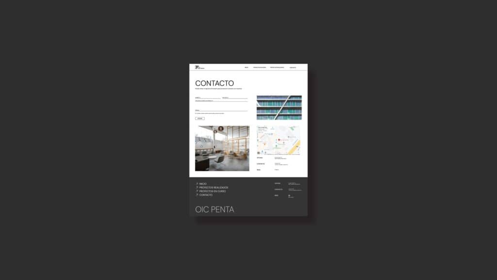 Página de contacto de la web de OIC Penta