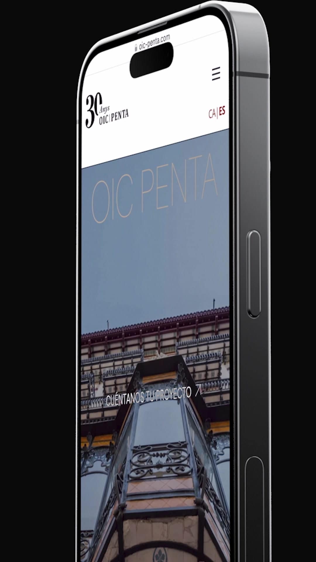 Portada de la web de OIC Penta en un móvil