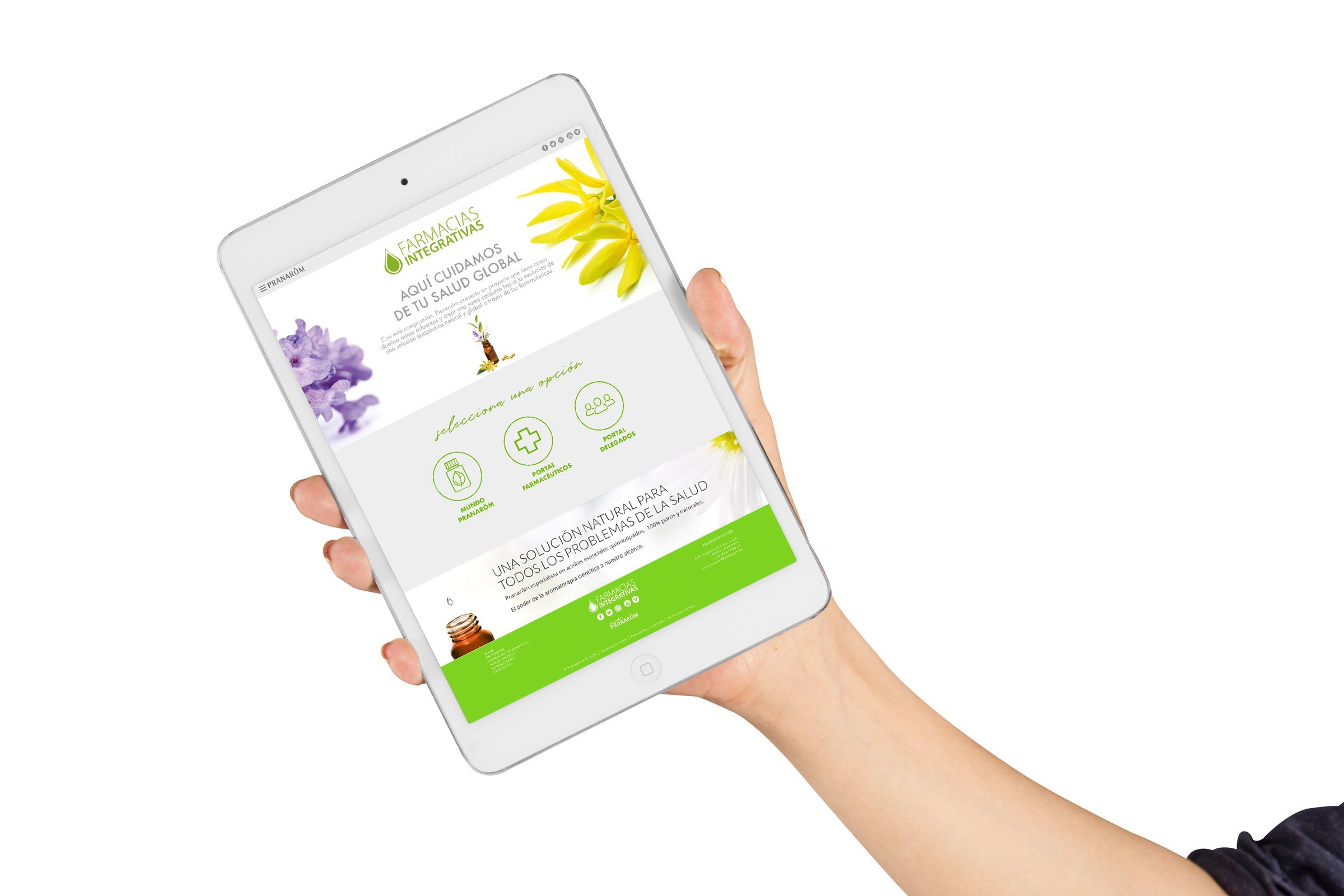 Web de Farmacias Integrativas en una tableta