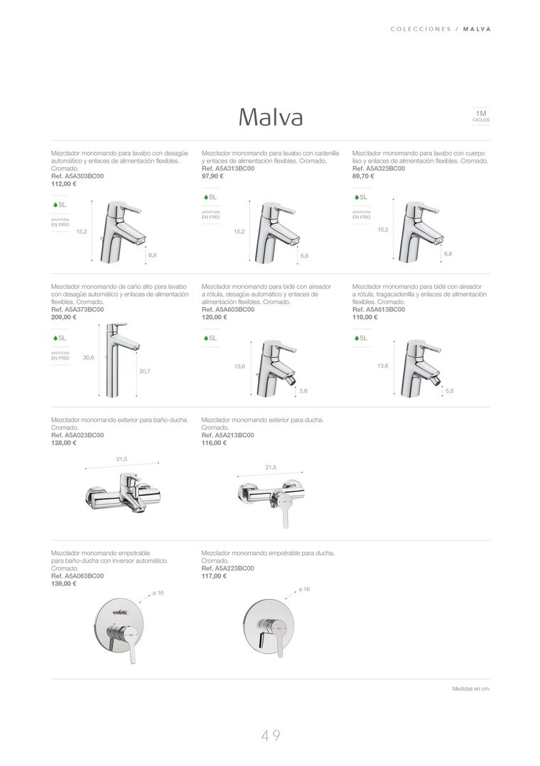 Página de la colección Malva con todos sus modelos