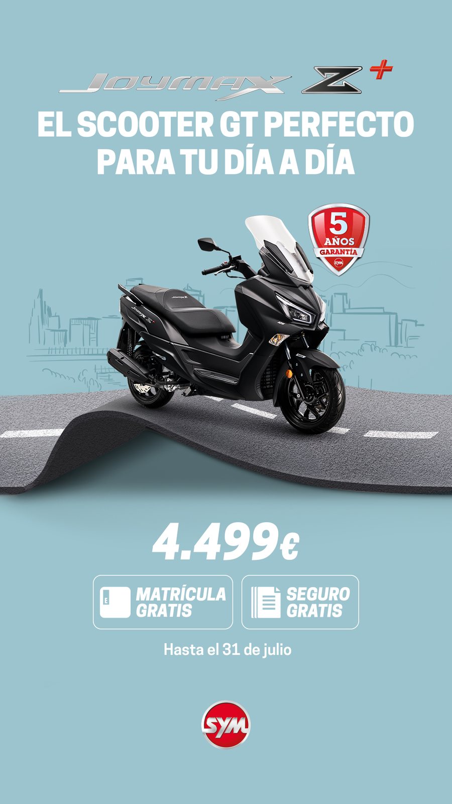 Story de la campaña de julio de SYM: Joymax Z+, el scooter GT perfecto para tu día a día