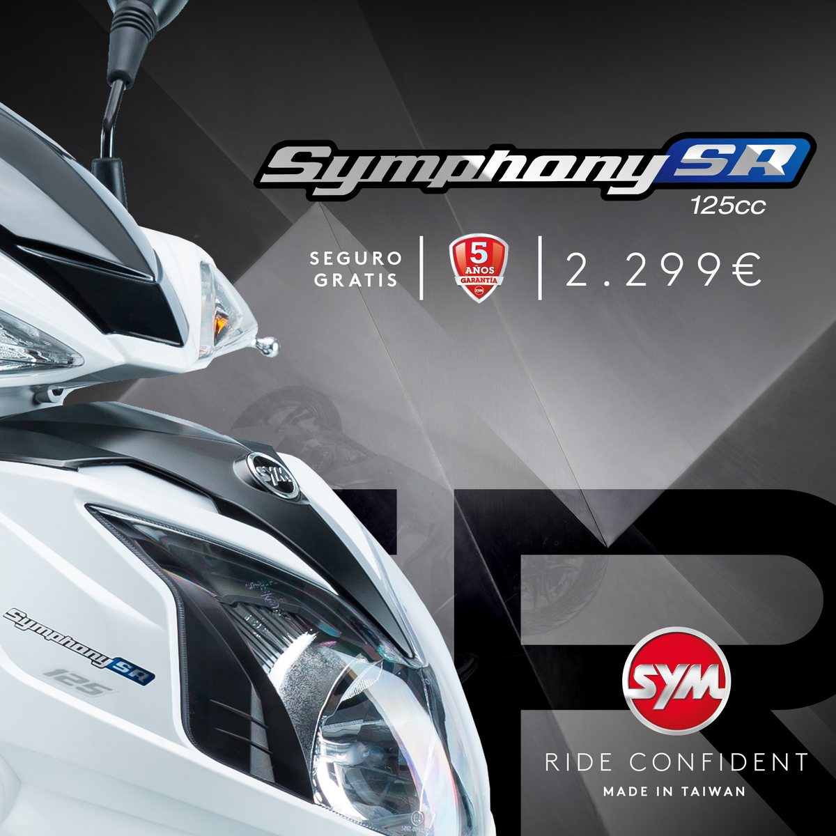 Campaña del Symphony SR de SYM: «Ride confident»
