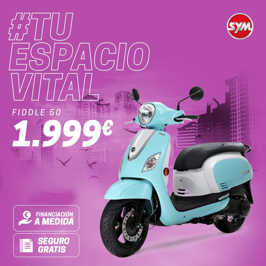 Campaña #TuEspacioVital de SYM: Fiddle 50 sobre fondo lila