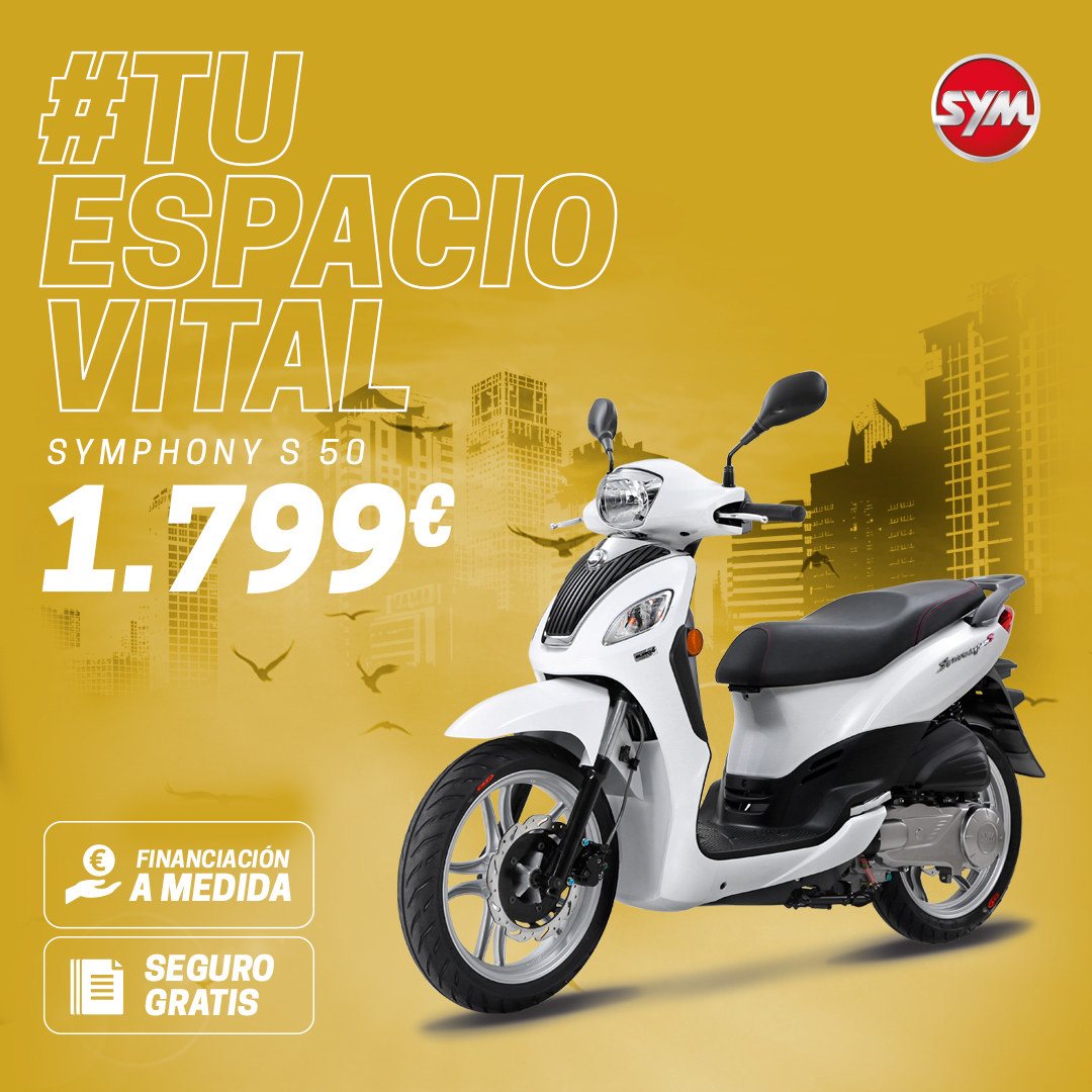 Campaña #TuEspacioVital de SYM: Symphony S 50 sobre fondo mostaza