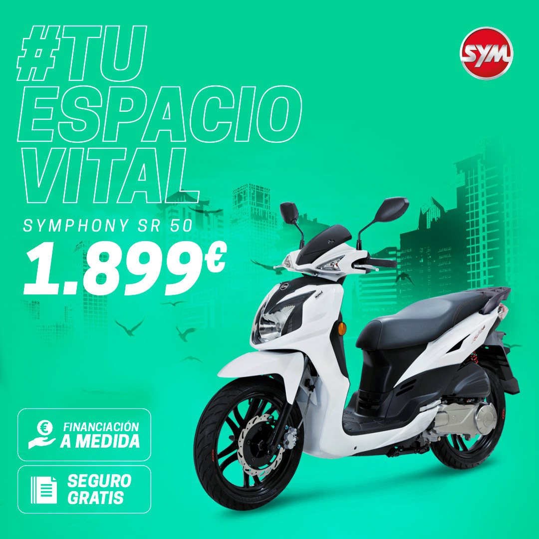 Campaña #TuEspacioVital de SYM: Symphony SR 50 sobre fondo verde