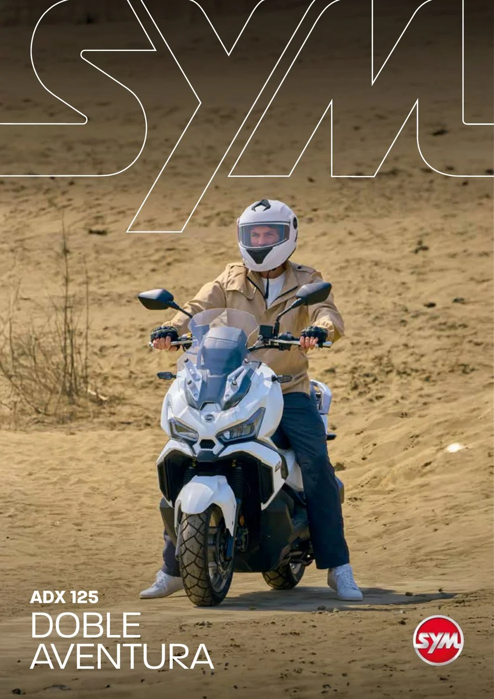 Portada del catálogo de 2025 del ADX 125: «Doble aventura»