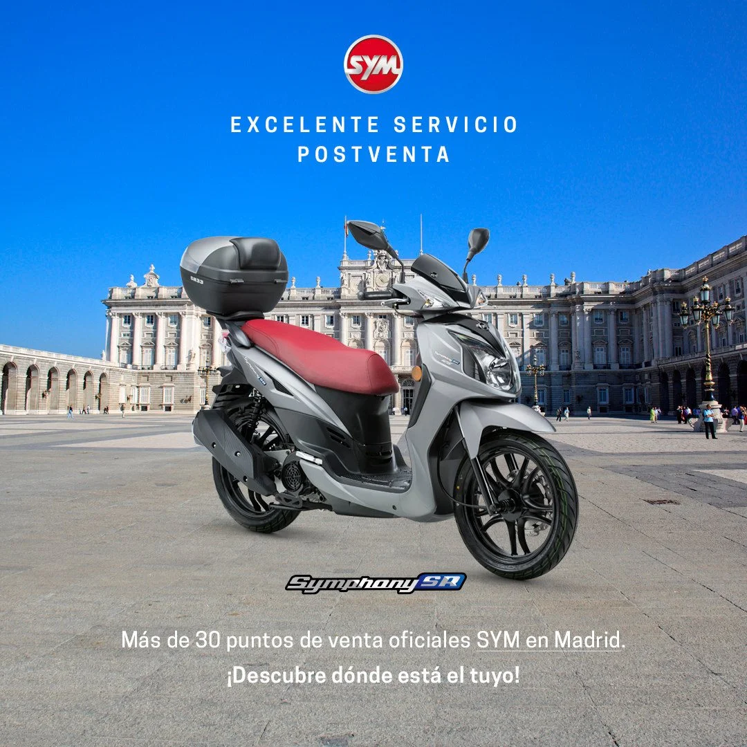Campaña de SYM en Madrid: excelente servicio posventa, ante el Palacio Real