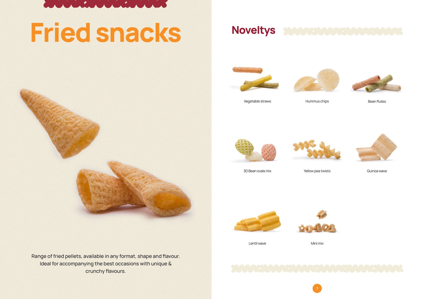 Doble página de snacks fritos y novedades en el catálogo de Tutichip