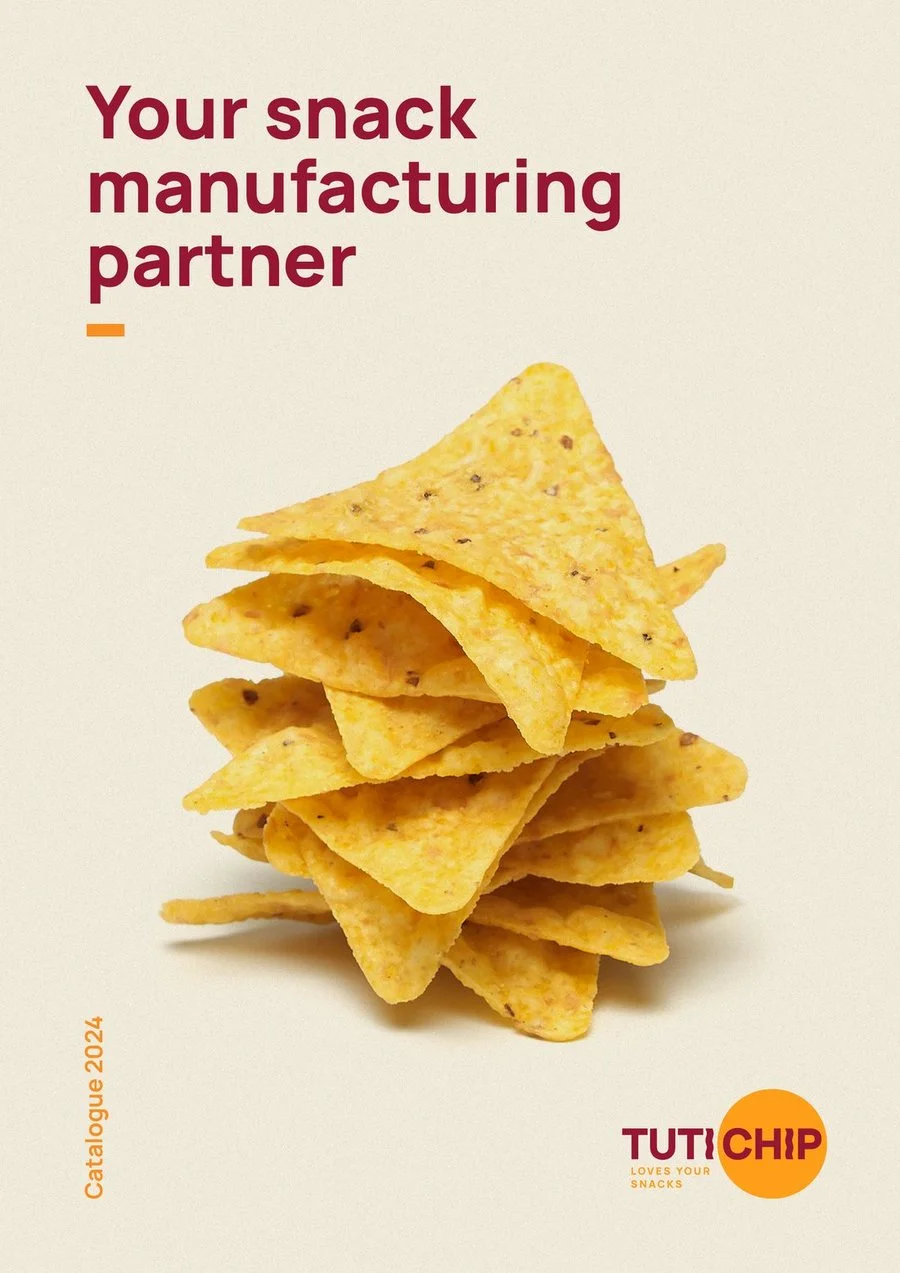 Portada del catálogo 2024 de Tutichip: Your snack manufacturing partner
