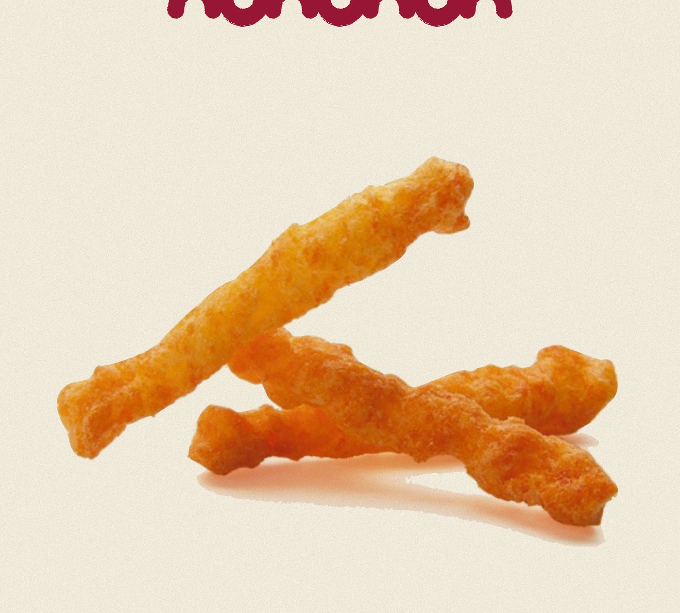 Snacks horneados bajo la cabecera granate de su familia en el catálogo